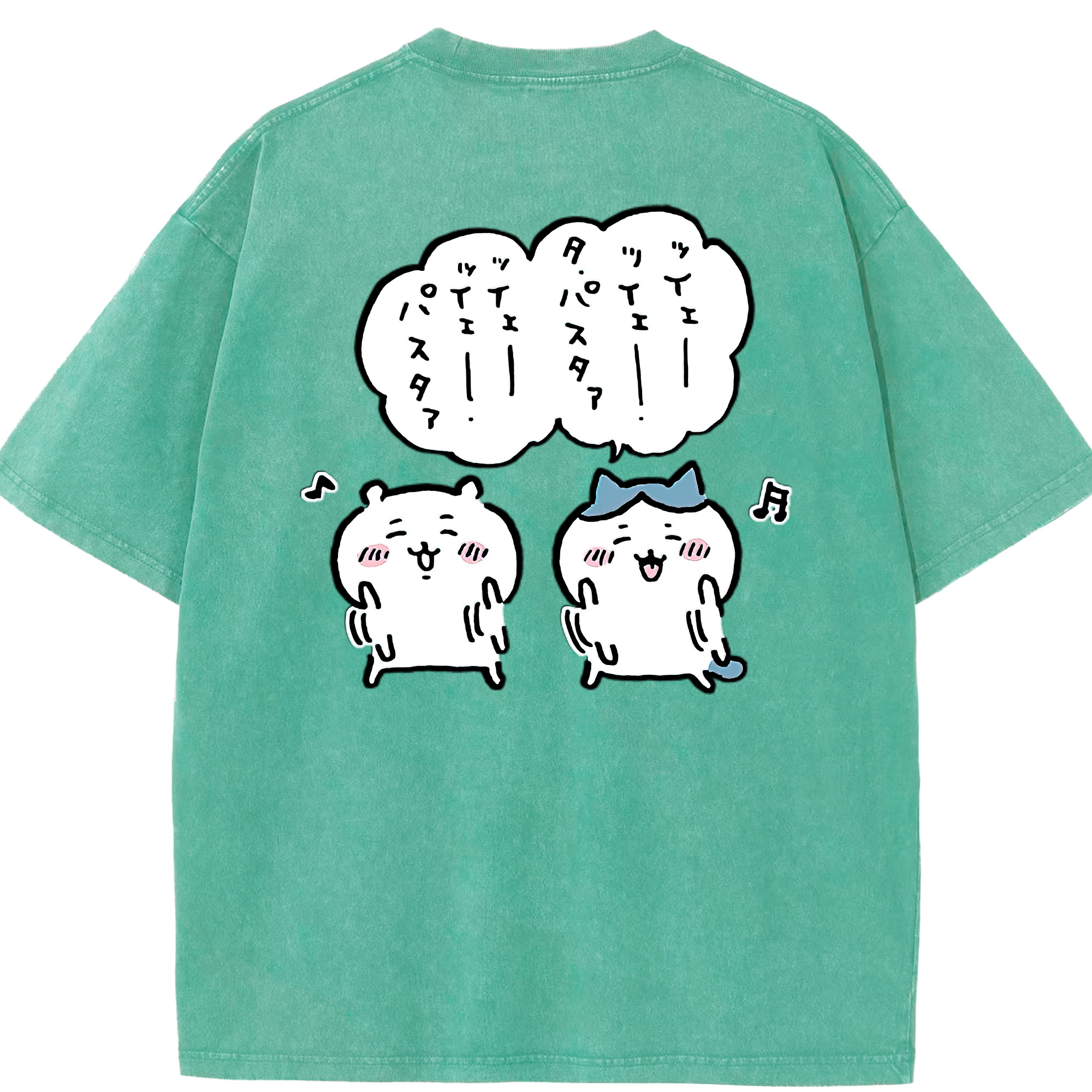 （画像用） ちいかわ ハチワレ Chii-kawa hachiware 綿100% ヴィンテージ風 半袖Tシャツ（背面プリント）